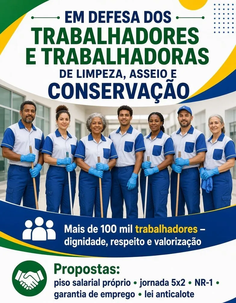 Imagem de Informação pública em defesa dos trabalhadores e trabalhadoras de limpeza, asseio e conservação
