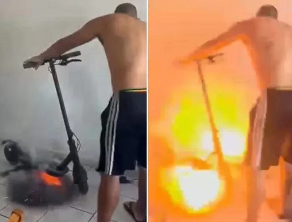 Imagem de Patinete elétrico explode dentro de apartamento e assusta família