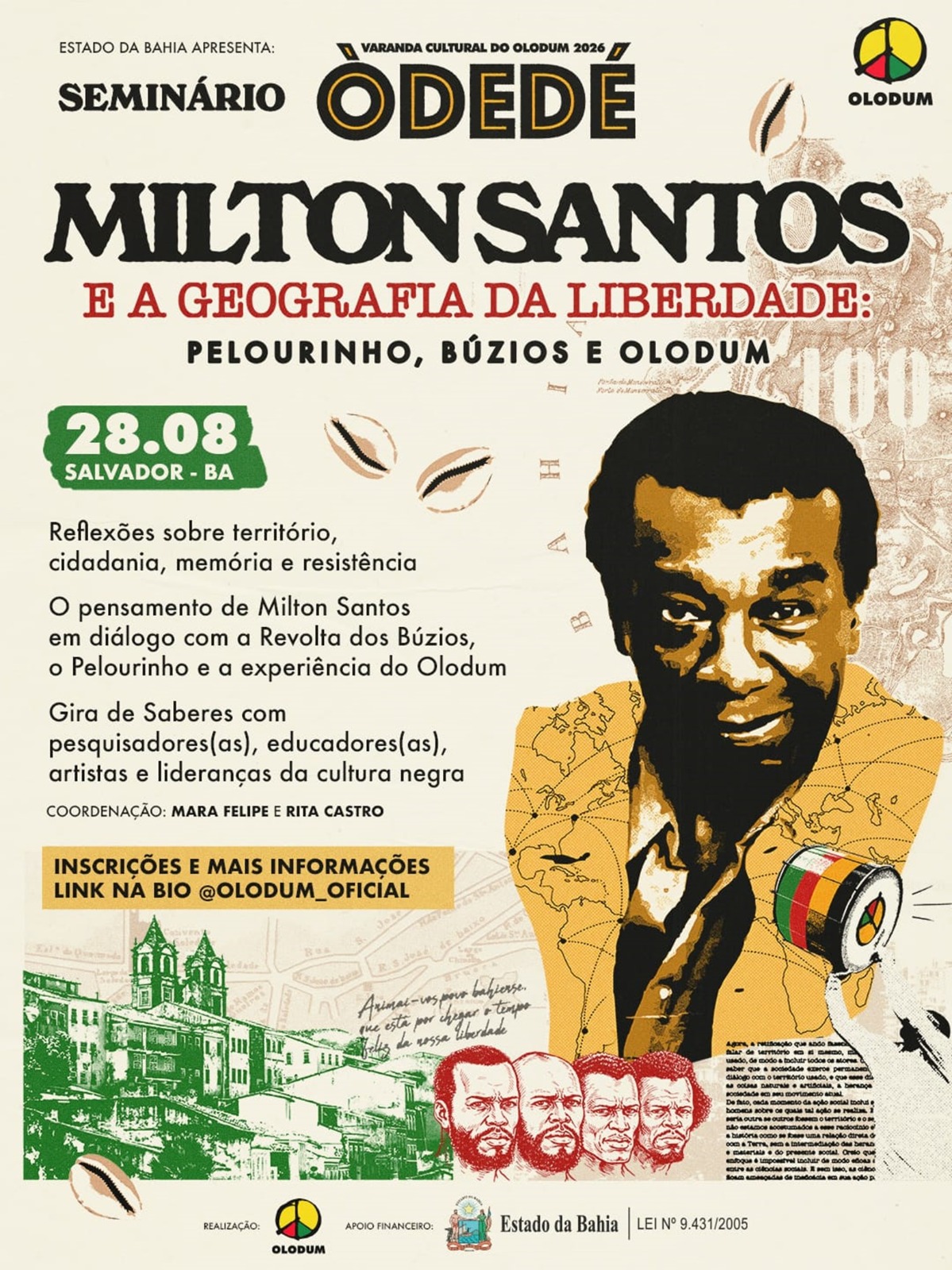 Imagem de Olodum celebra centenário de Milton Santos com seminário sobre território, memória dos búzios e liberdade no Pelourinho