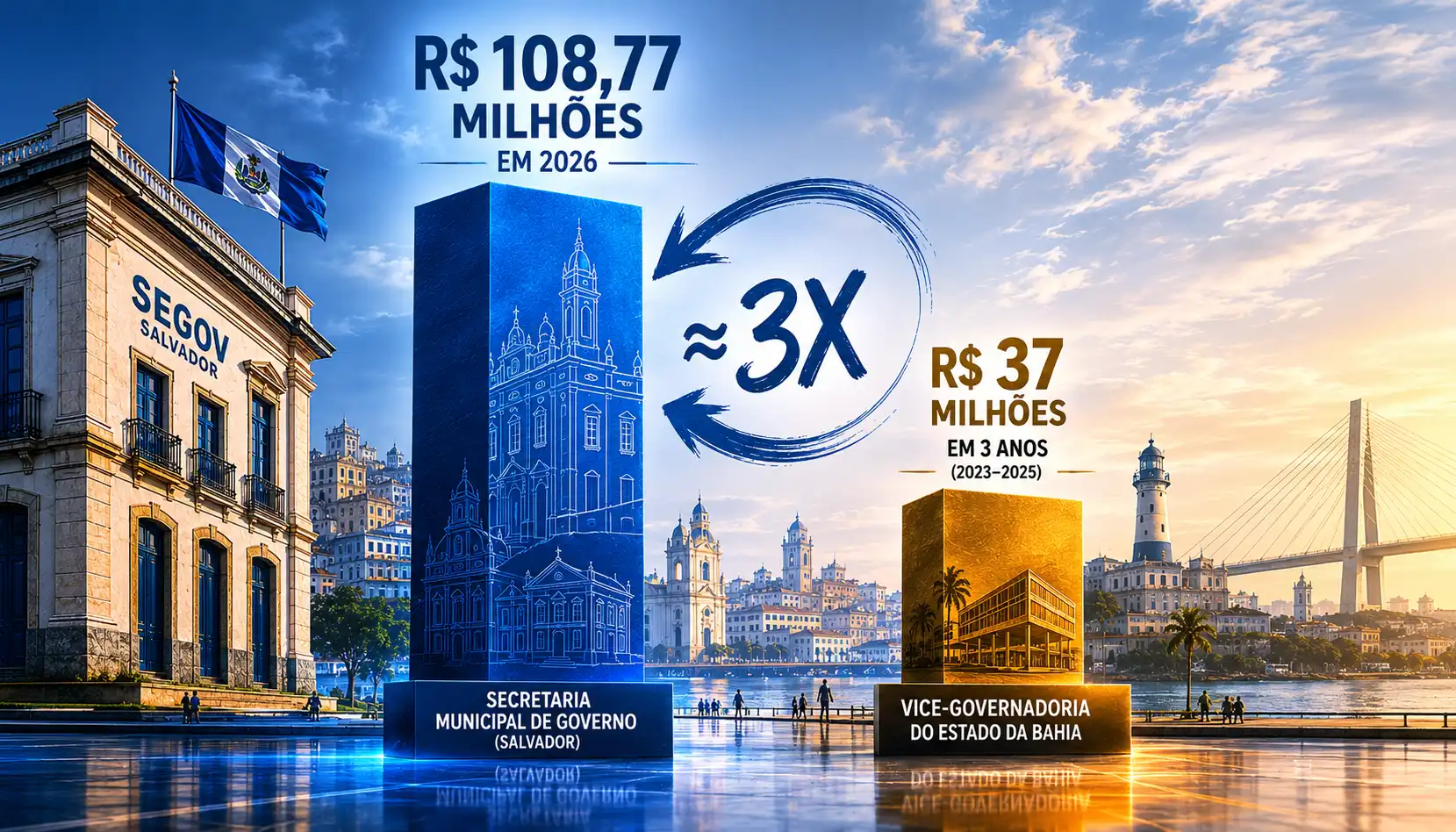 Imagem de Secretaria de Governo de Salvador executa orçamento de R$ 108,7 milhões em 2026; valor supera em quase três vezes despesas acumuladas da Vice-Governadoria da Bahia em três anos