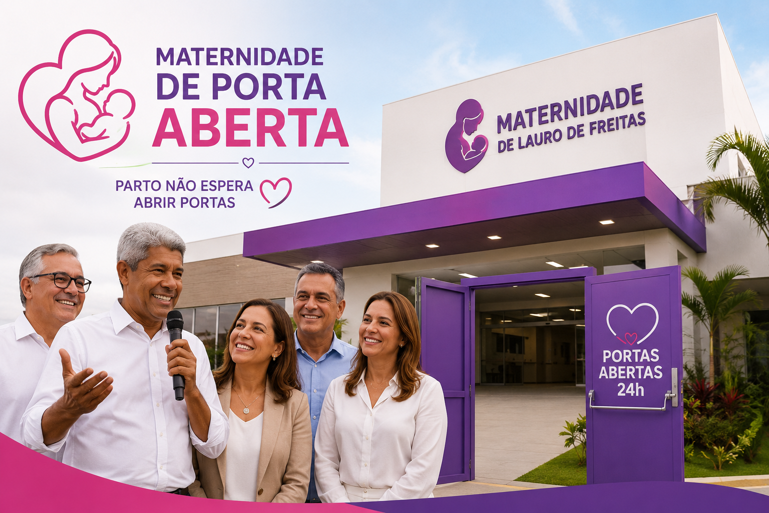 Imagem de “Que alegria ouvir que essa maternidade é de porta aberta, parto não espera abrir portas”, afirmou Jerônimo em Lauro de Freitas
