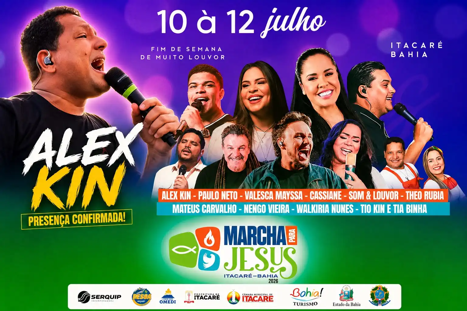 Imagem de Marcha para Jesus movimenta Itacaré neste domingo (12) com apresentações de Alex Kin e Valesca Mayssa