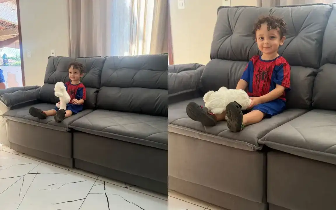 Imagem de Criança de 2 anos surpreende família ao comprar sofá parcelado em 10x